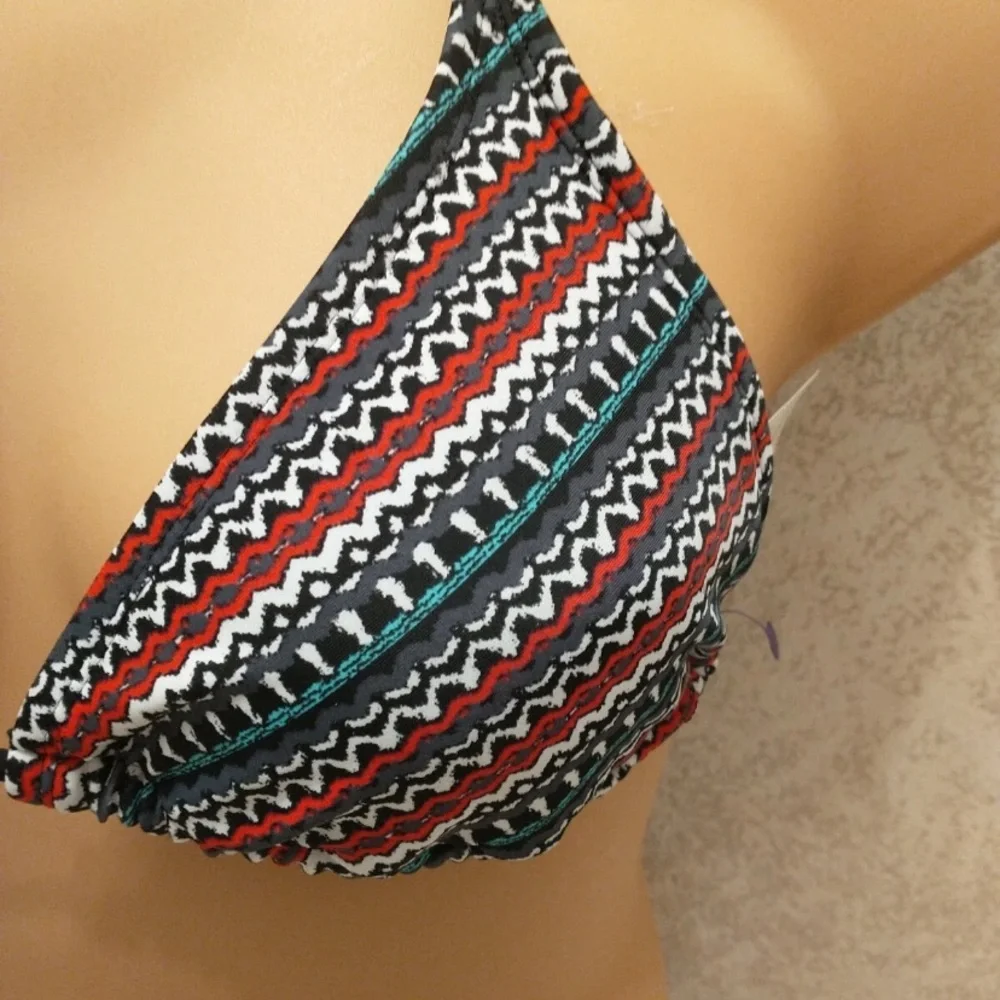 Striped Bikini with Maroon Bottom